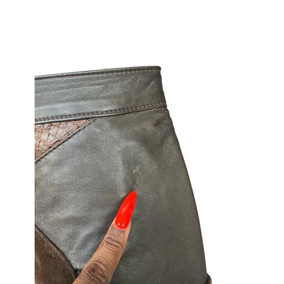 BROWN VTG LEATHER SNAKESKIN SKIRT - Picture 5 of 6